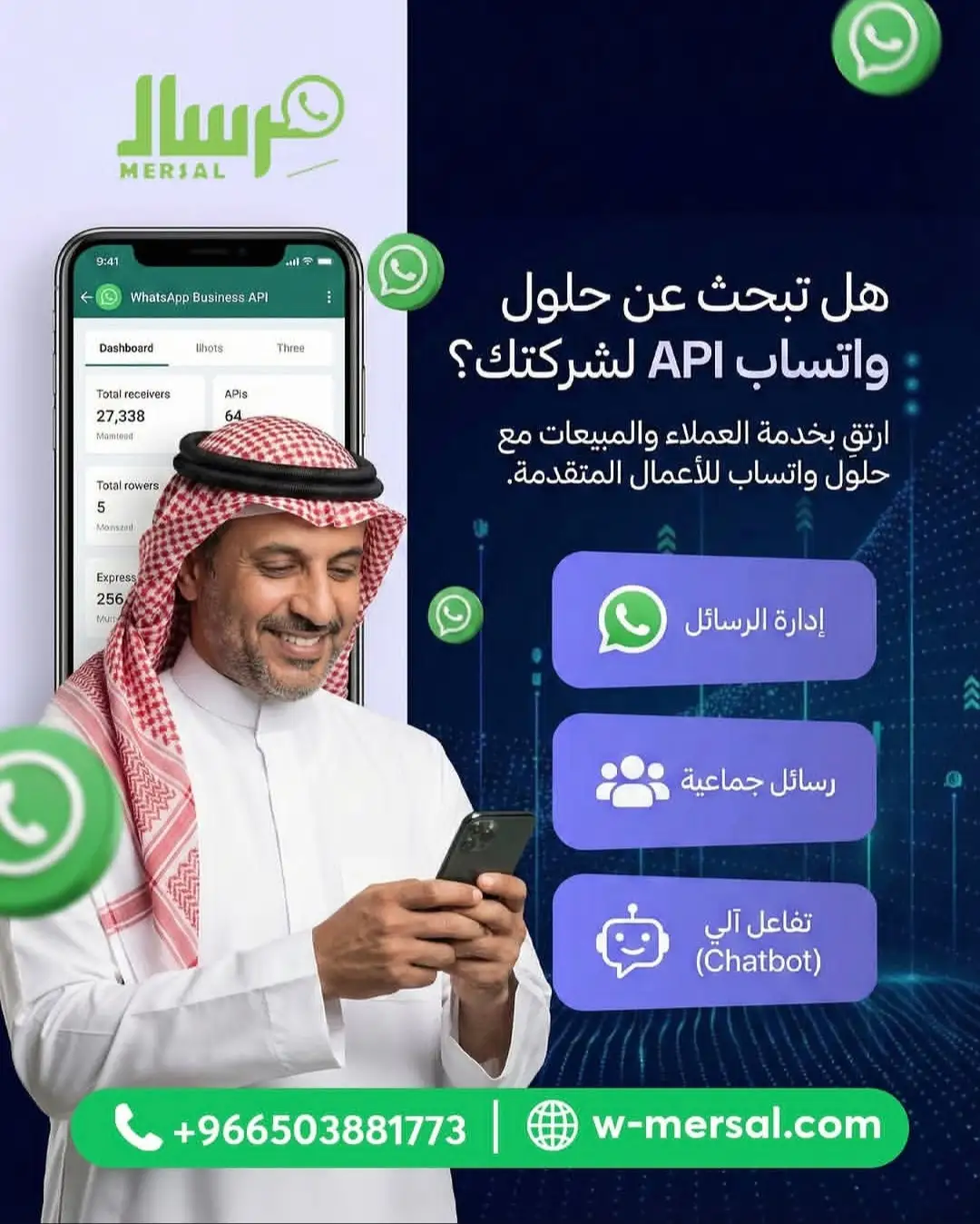 ارتقِ بخدمة العملاء والمبيعات: الدليل الاستراتيجي الشامل لحلول واتساب API المتقدمة من مِرسال
