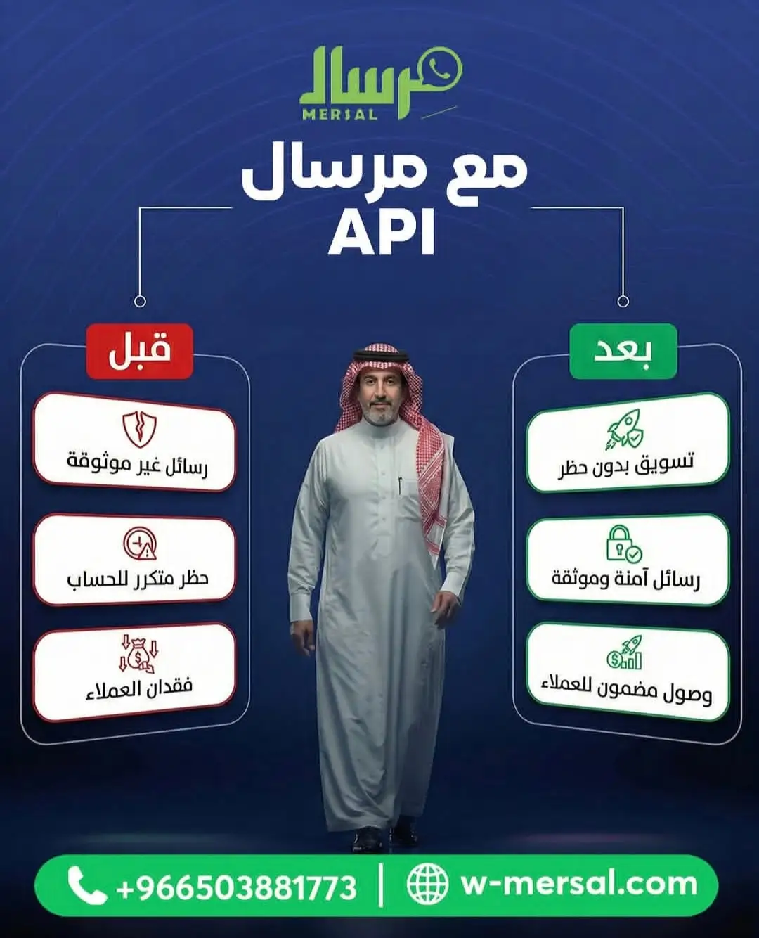 التحول الجذري مع مِرسال: من كابوس الحظر وفقدان العملاء إلى تسويق آمن ووصول مضمون عبر واتساب API